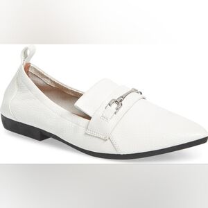 Paolo White Leather Loafers with Silver Accent